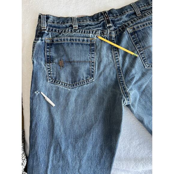 Ariat FR M3 Loose Fit Jeans Blue Men’s 38X32 Thrashed Grunge Work Cotton CAT2 - Picture 13 of 15